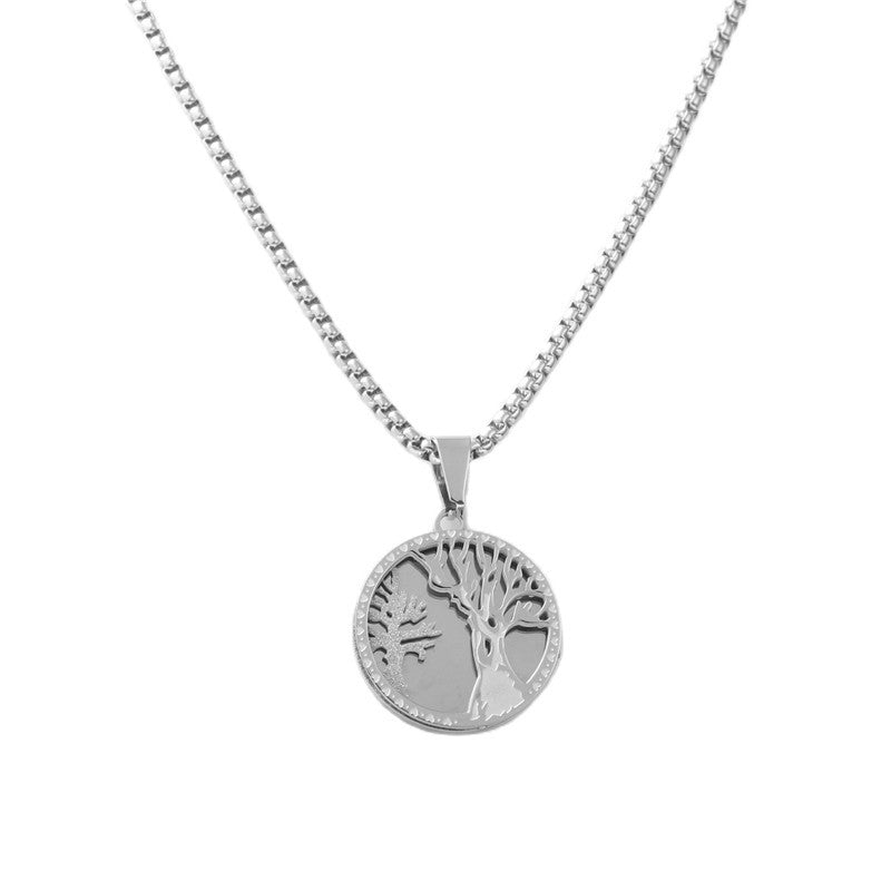 Personalized Retro Titanium Steel Tree of Life Necklace for Men - Trendy Stainless Steel Pendant