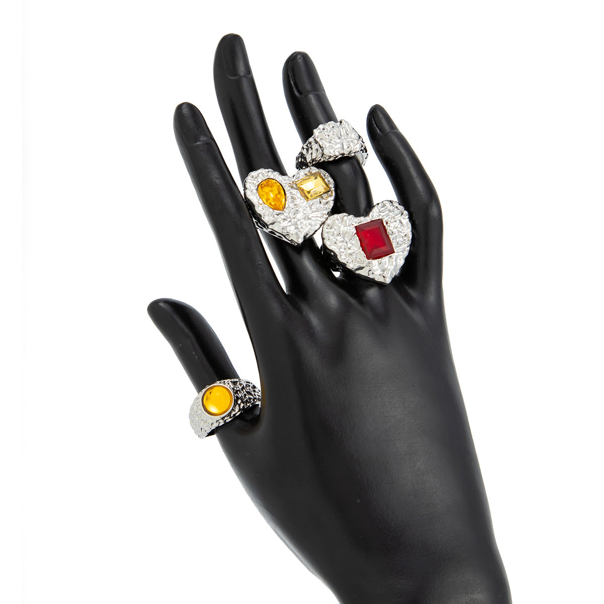Planderful Vienna Verve Lava Love Ring For Women Geometric Zircon Statement Jewelry