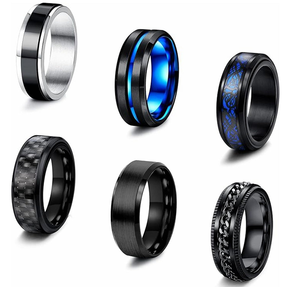 Stainless Steel Ring 8Mm Two Color Titanium Finish For Unisex Protection Statement By Planderful Everyday Genie