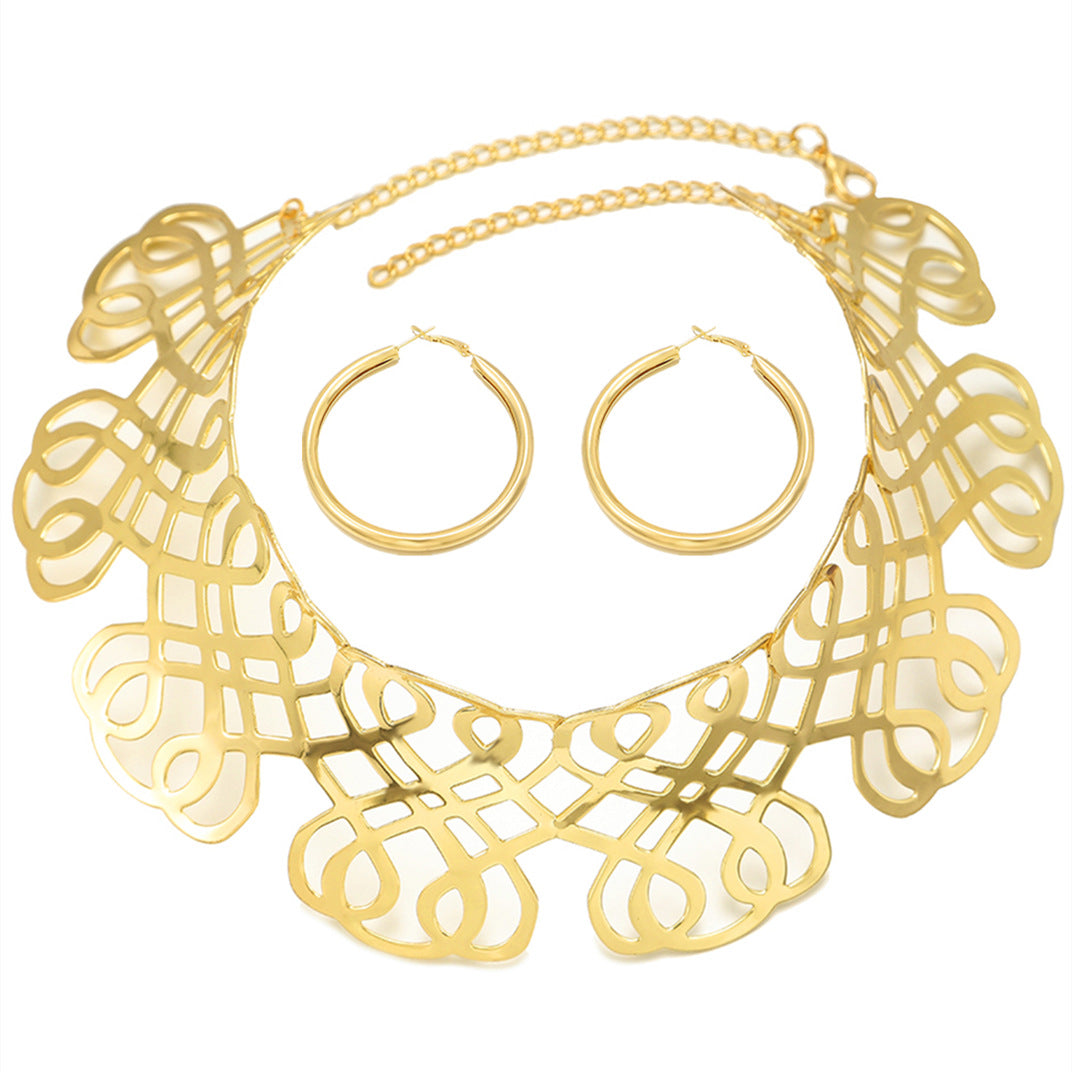 Planderful Savanna Rhythms Necklace and Earrings Set – Bold Geometric Design