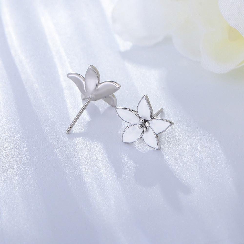 Korea Dongdaemun Dripping Flower Sterling Silver Earrings Retro Style Stud Earrings