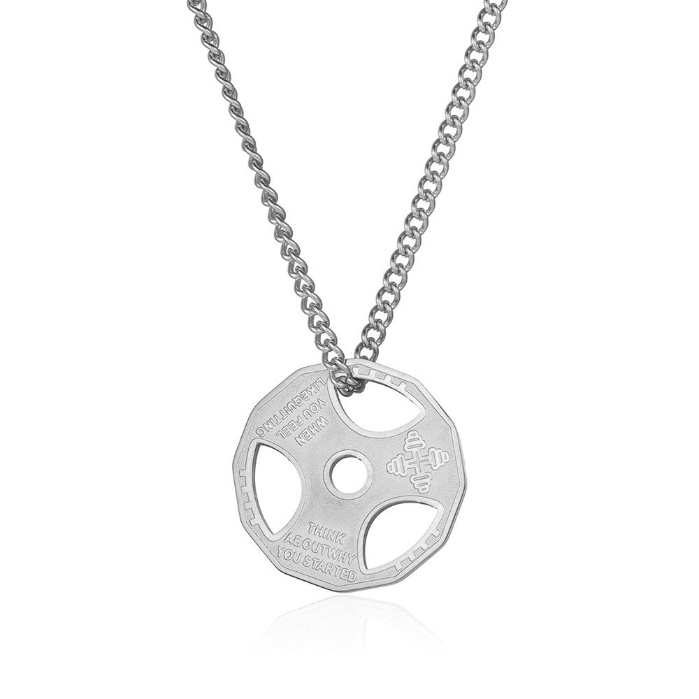Planderful Barbell Necklace Stainless Steel Pendant For Fitness Enthusiasts Everyday Gym Lovers Durable Jewelry Gift