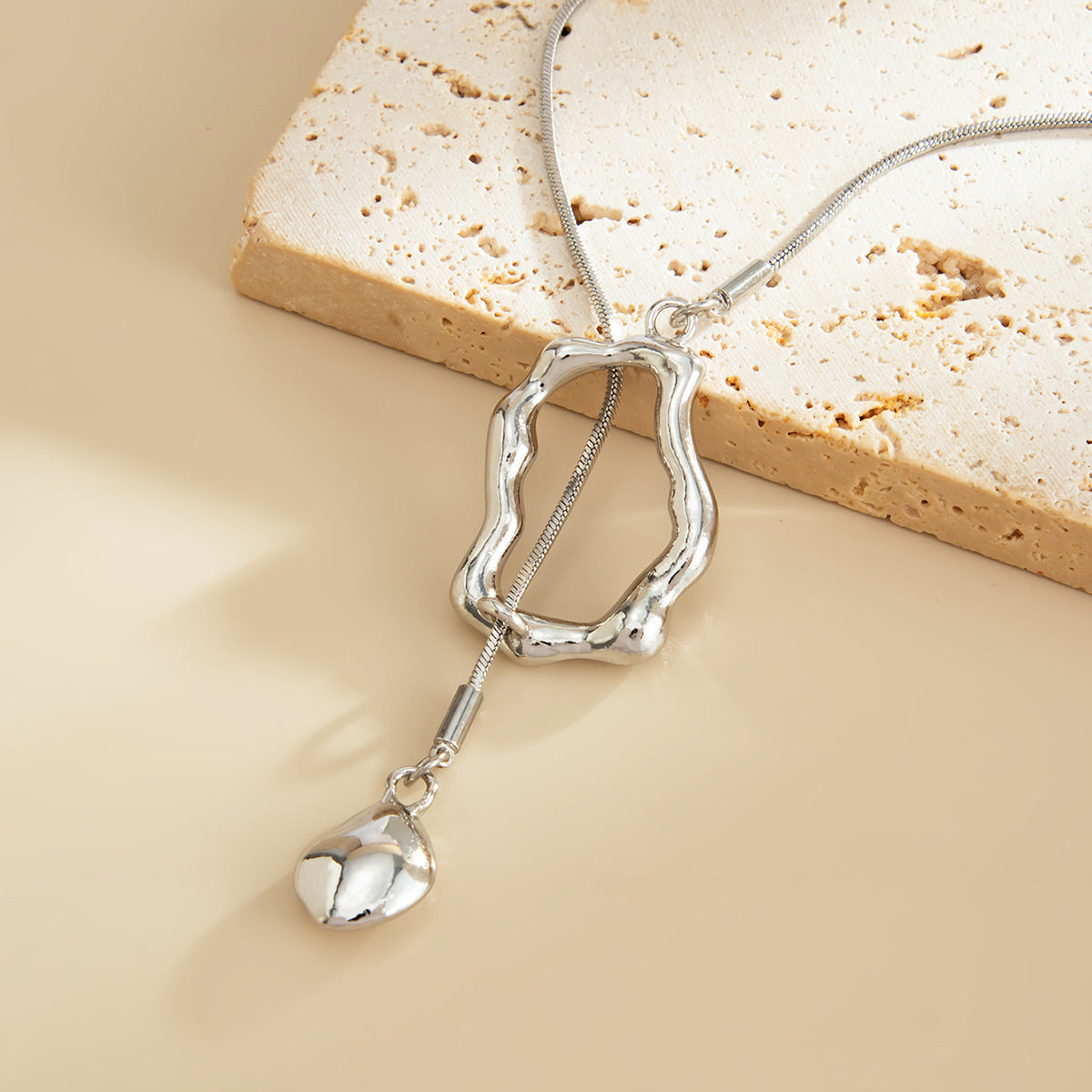Irregular Geometric Long Snake Chain Necklace