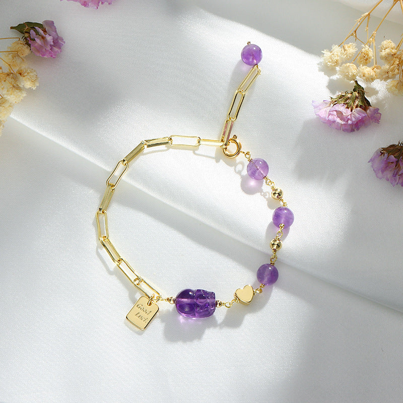 Fortune's Favor Sterling Silver Amethyst Crystal Bracelet