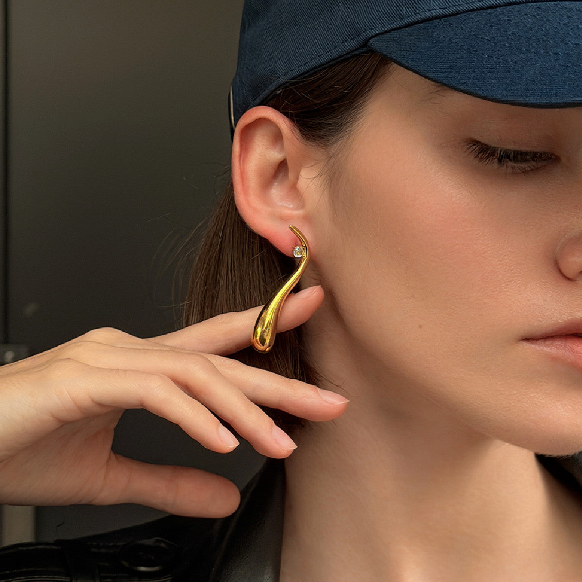 Planderful Vienna Verve Stainless Steel Water Drop Ear Clips Zircon C Shape Non Piercing For Women