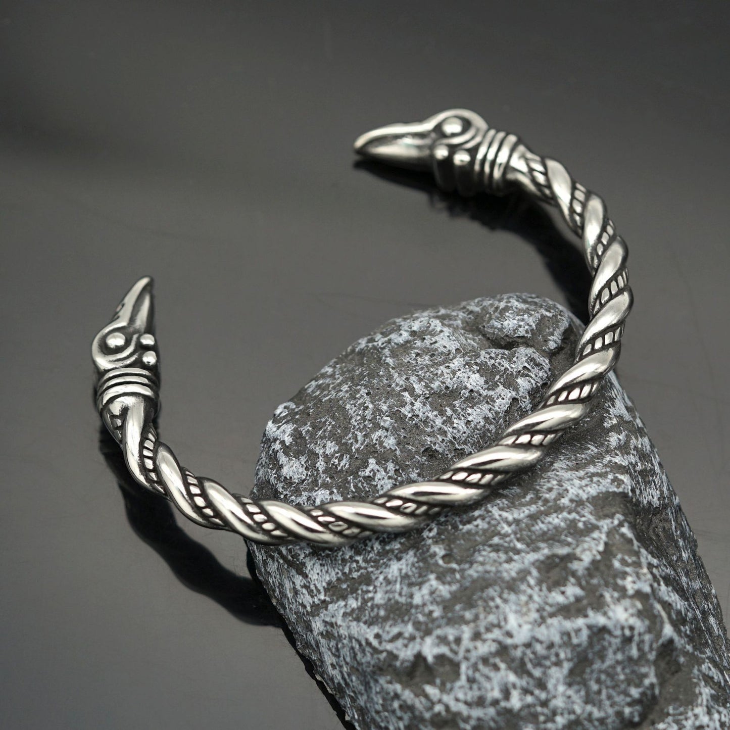 Planderful Viking Crow Bracelet Stainless Steel Open Double Head For Unisex Protection