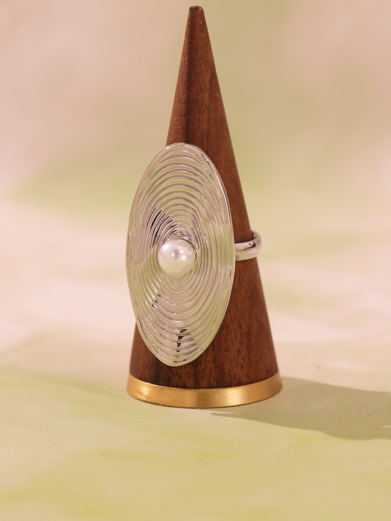 Planderful 18K Gold Plated Oval Bead Open Ring Women