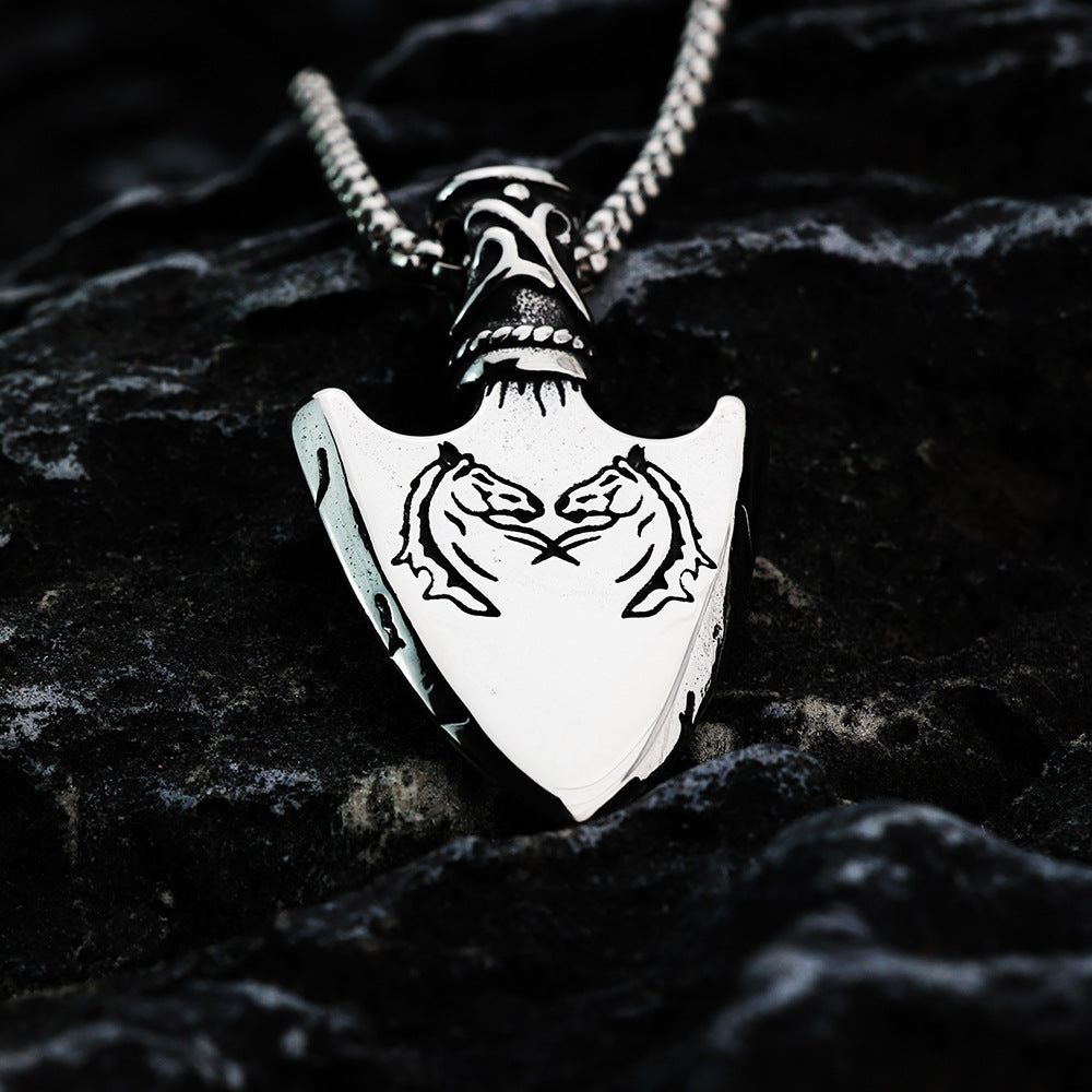 Planderful Viking Rune Triangle Pendant Titanium Steel DoubleSided For Men Norse Legacy Jewelry