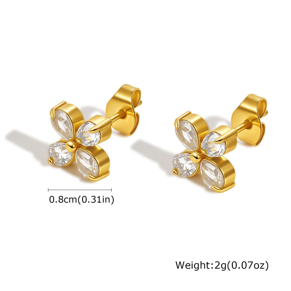 Stainless Steel Zircon Floral Earrings