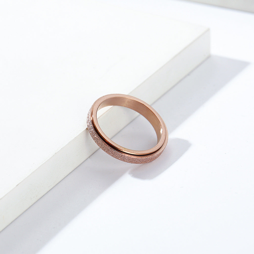 Planderful Unisex Pearl Sand Titanium Steel Rotating Ring For Men And Women Wedding Proposal Jewelry