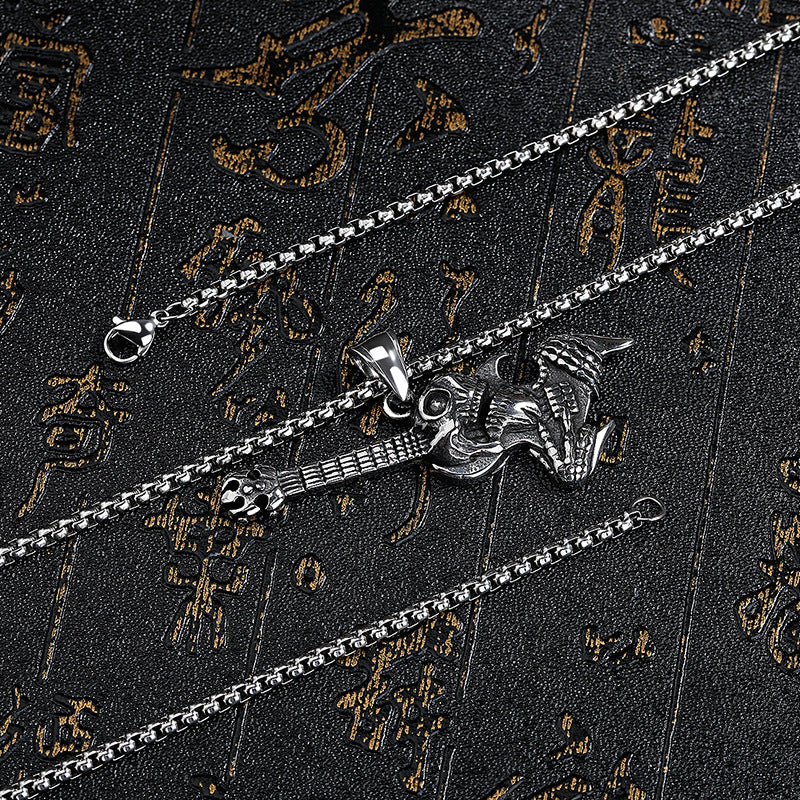 Stainless Steel Necklace - Statement Vintage Skull For Men