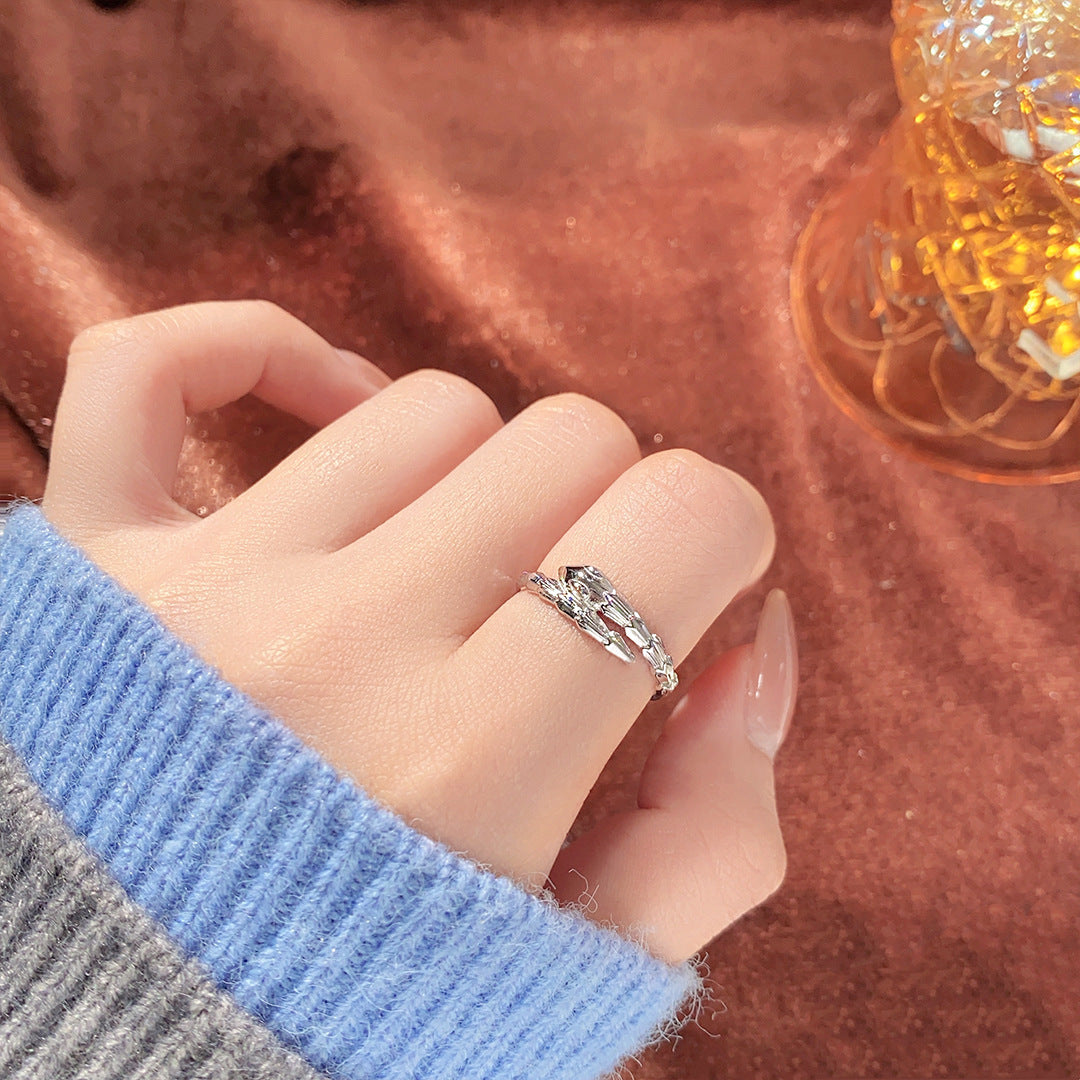 Planderful S925 Sterling Silver Colorful Snake Ring – Light Luxury High-End Zodiac Snake Ring Adjustable