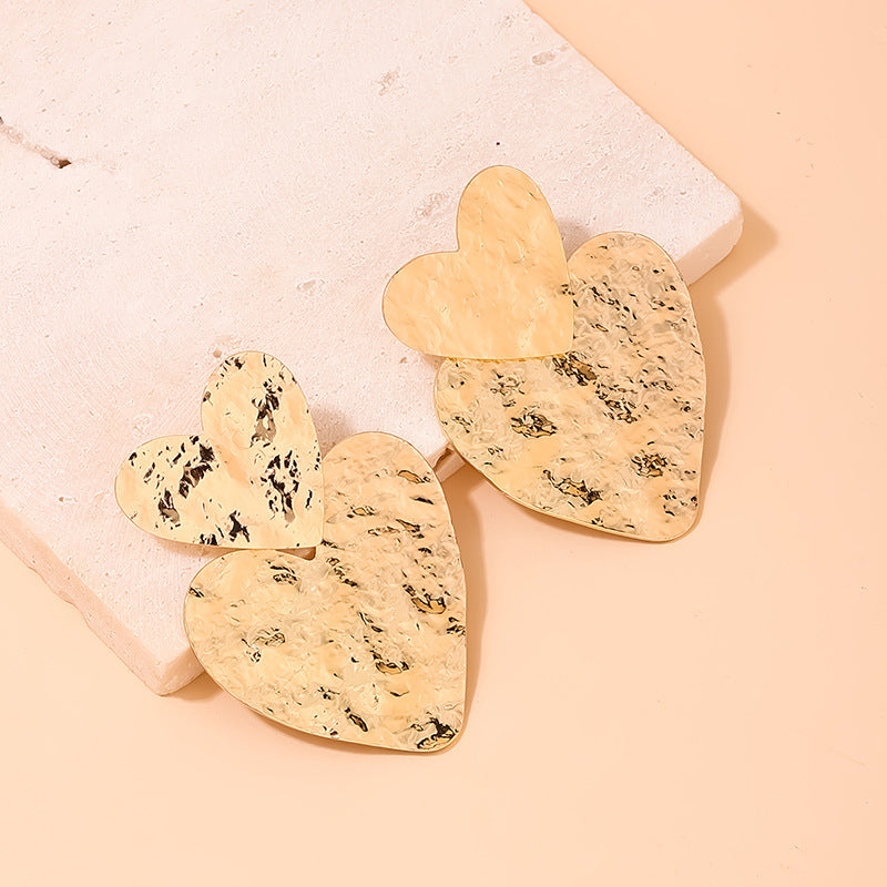 Exaggerated Geometric Pleated Love Earrings - Vienna Verve Collection