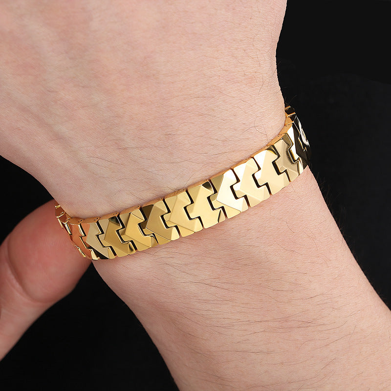 Planderful Men Arrow Bracelet 18K Gold Tungsten Steel