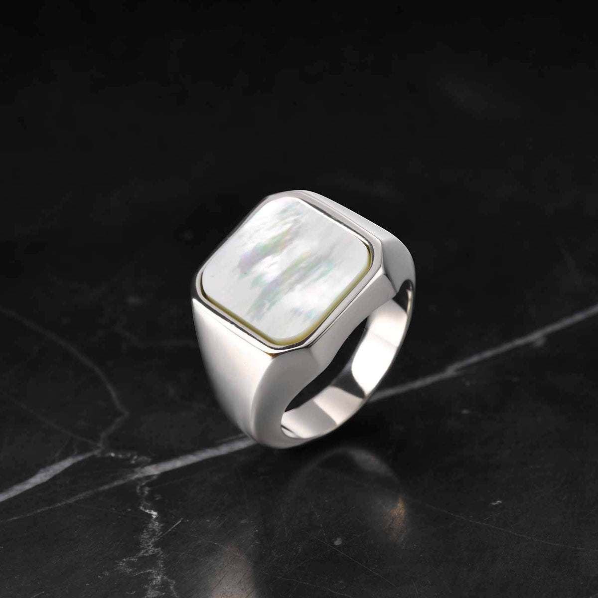Stainless Steel Abalone Shell White Shell Casting Ring