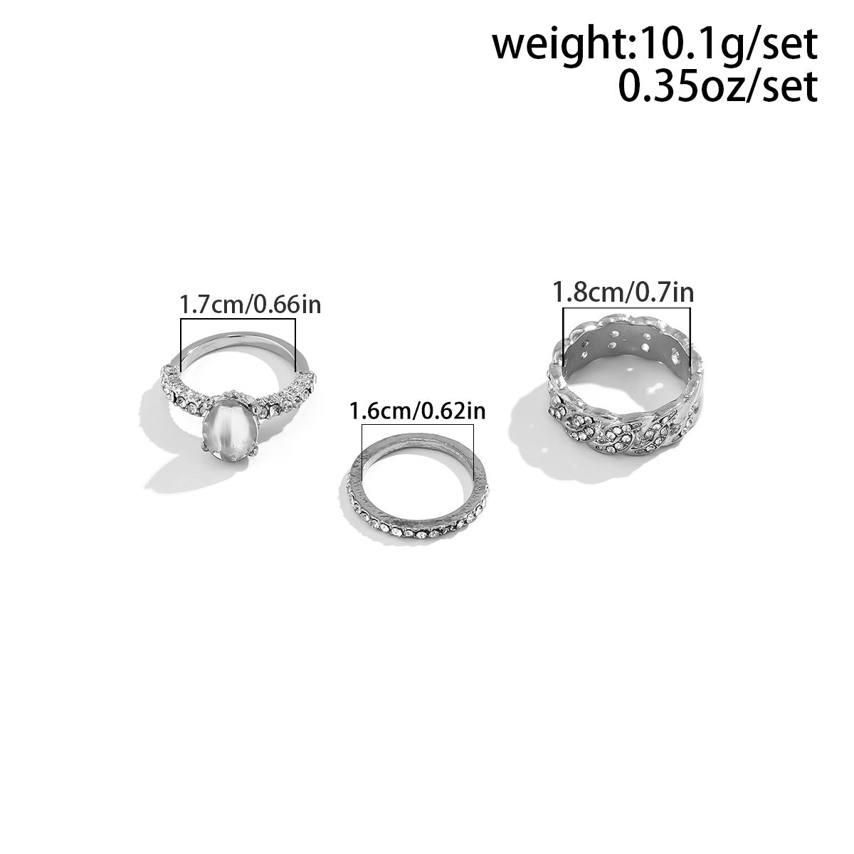 Court Style Water Droplet Design Ring with Full Diamond - European and American Collection