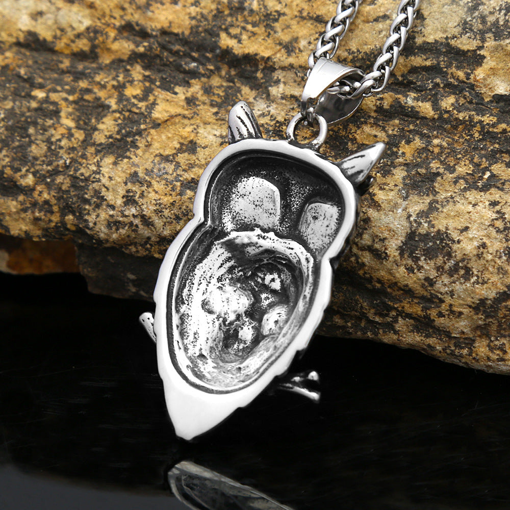 Retro Owl Skull Stainless Steel Pendant Necklace for Men