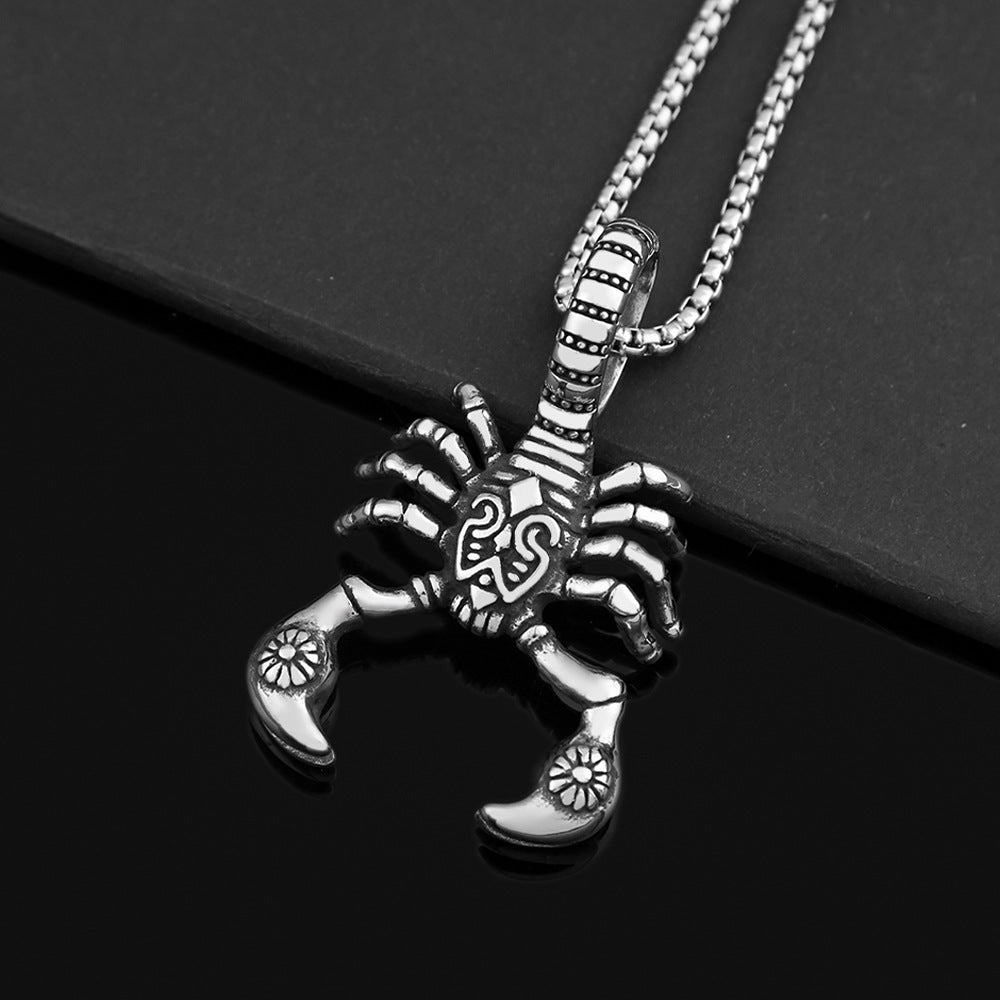 Gothic Retro Scorpion Men's Pendant Necklace in Titanium Steel