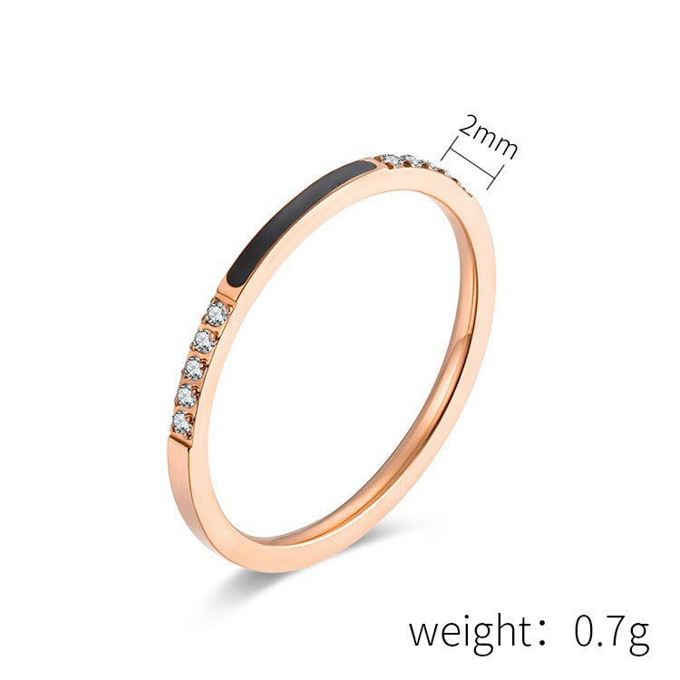 Rose Gold Zircon Epoxy Elegant Women's Ring 2mm Zircon Women's