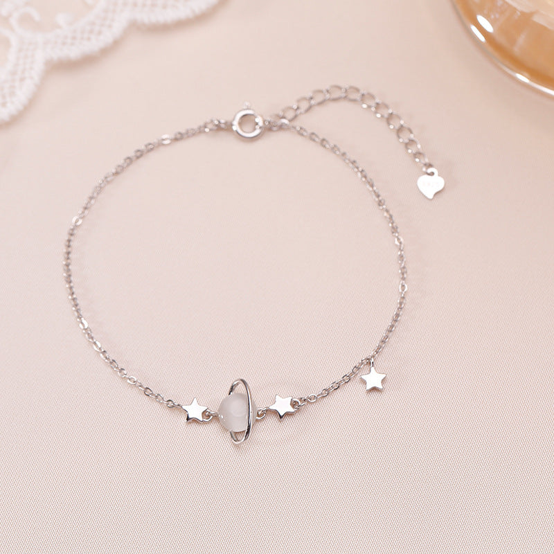 925 Sterling Silver Planet Bracelet Women's High-end Opal Jewelry