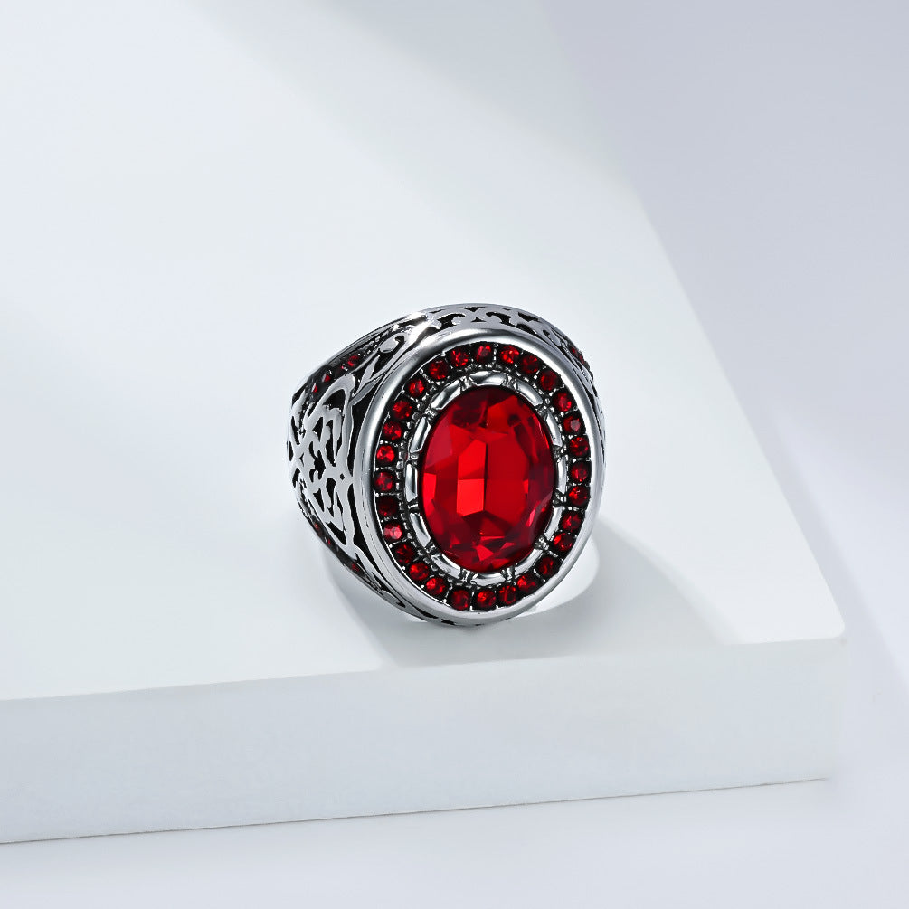 Planderful Everyday Genie Retro Zircon Ring For Men Unisex Stainless Steel Fashion Statement