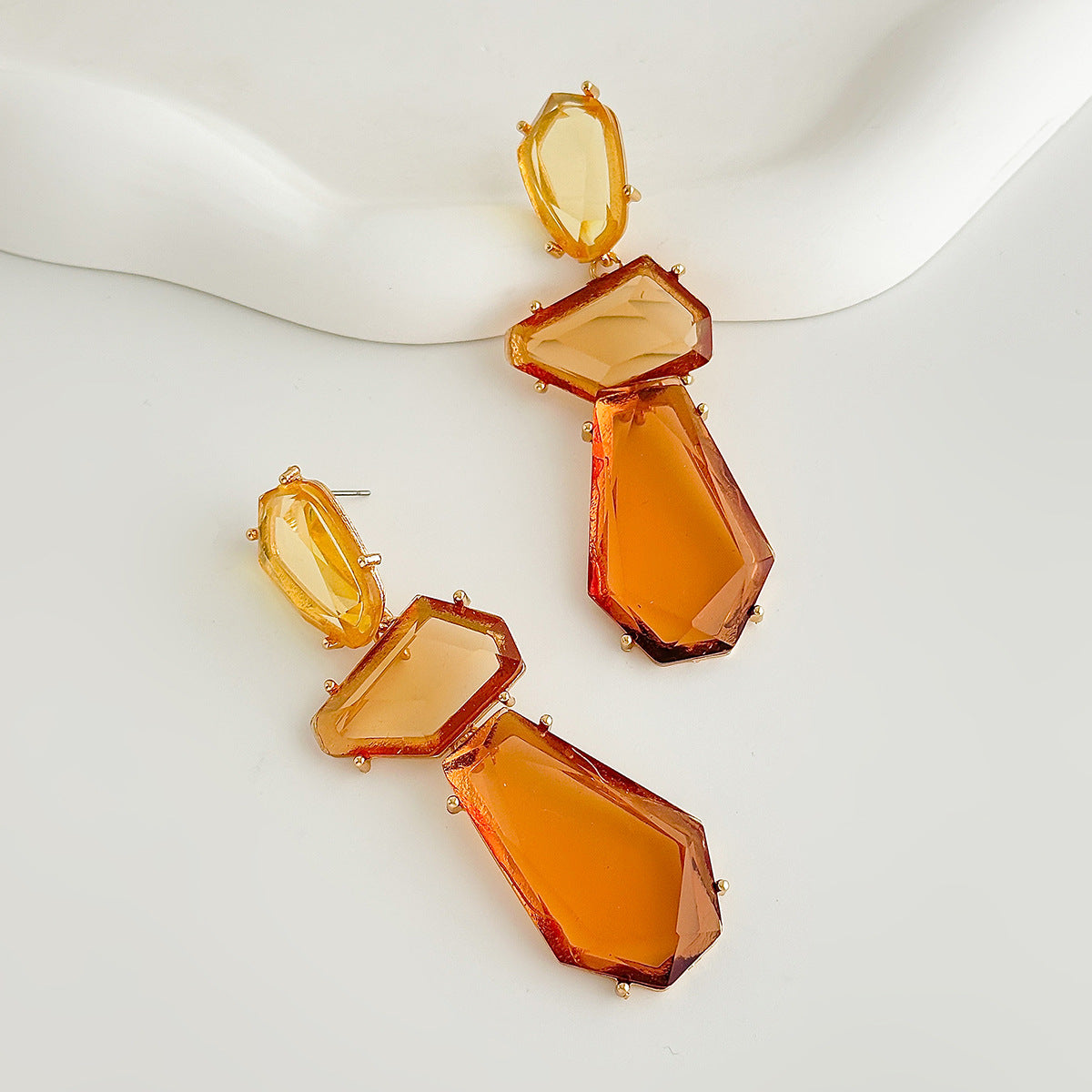 Planderful Vienna Verve Geometric Gem Fringe Earrings For Women Statement Jewelry