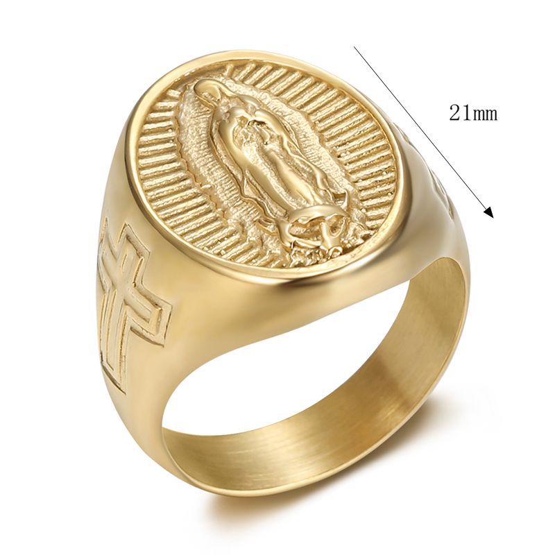 Stainless Steel Ring Unisex Retro Cross Portrait By Planderful Everyday Genie Collection