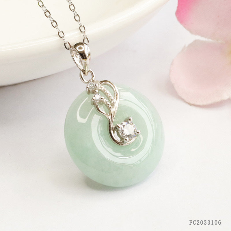 Jadeite Peace Buckle Silver Pendant — No Chain