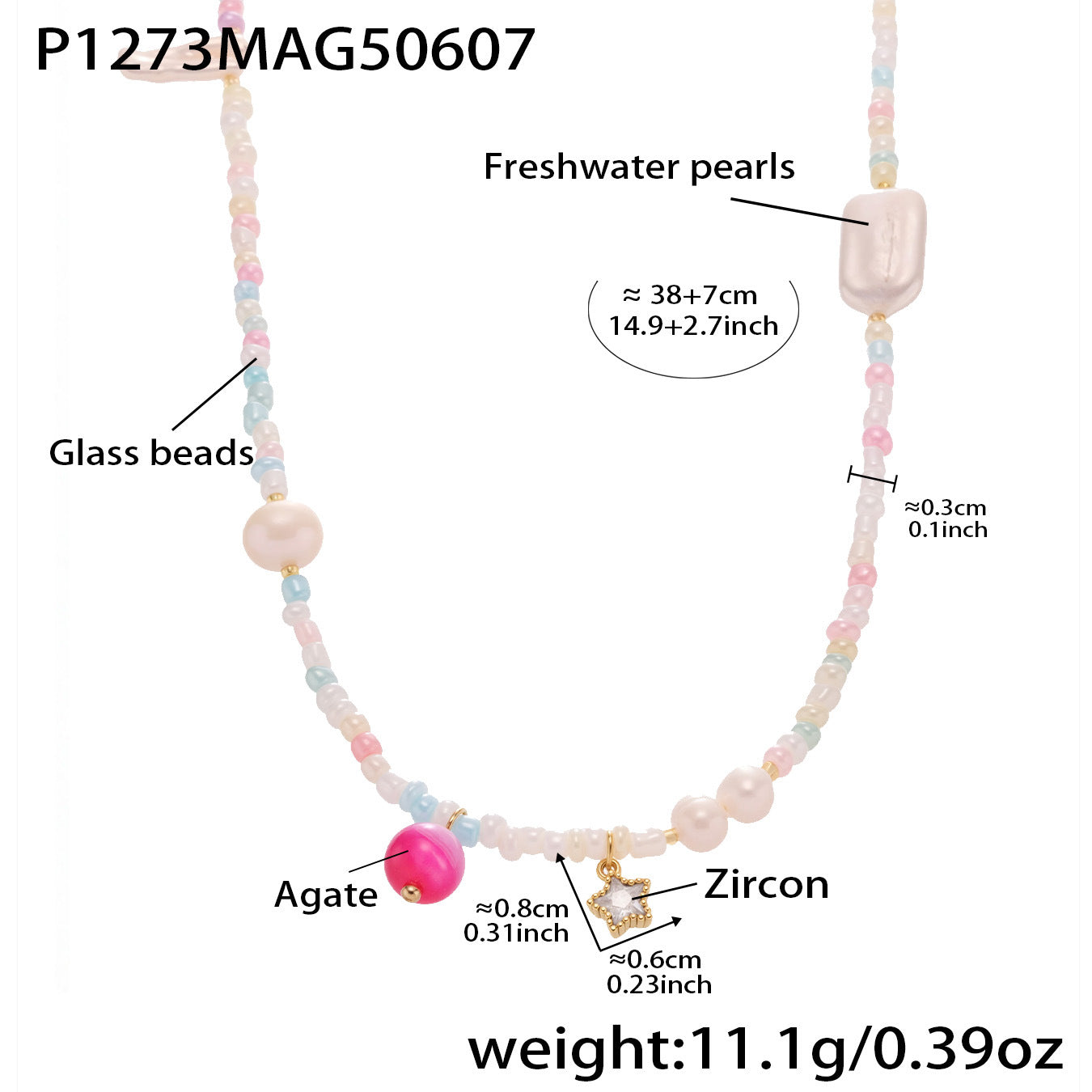 Planderful Flower Agate Necklace Beaded Collarbone Women