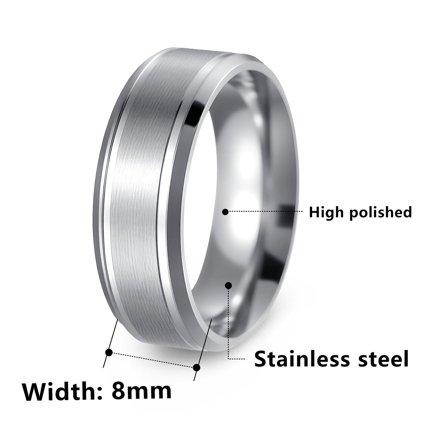 Planderful Everyday Genie Stainless Steel Ring 8 6mm Wide Minimalist Double Bevel For Men With Unisex Protection