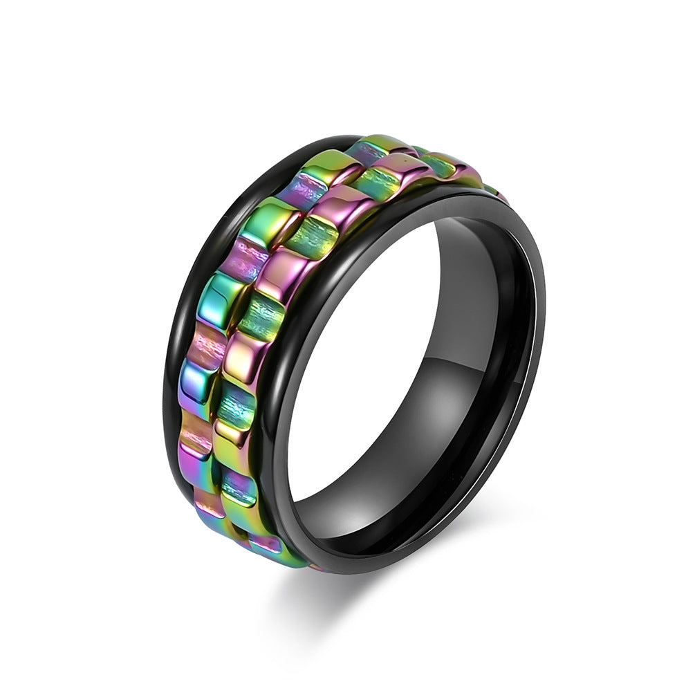 Planderful Everyday Genie Rotating Gear Ring Stainless Steel Stress Relief Unisex Ring Size 7 12