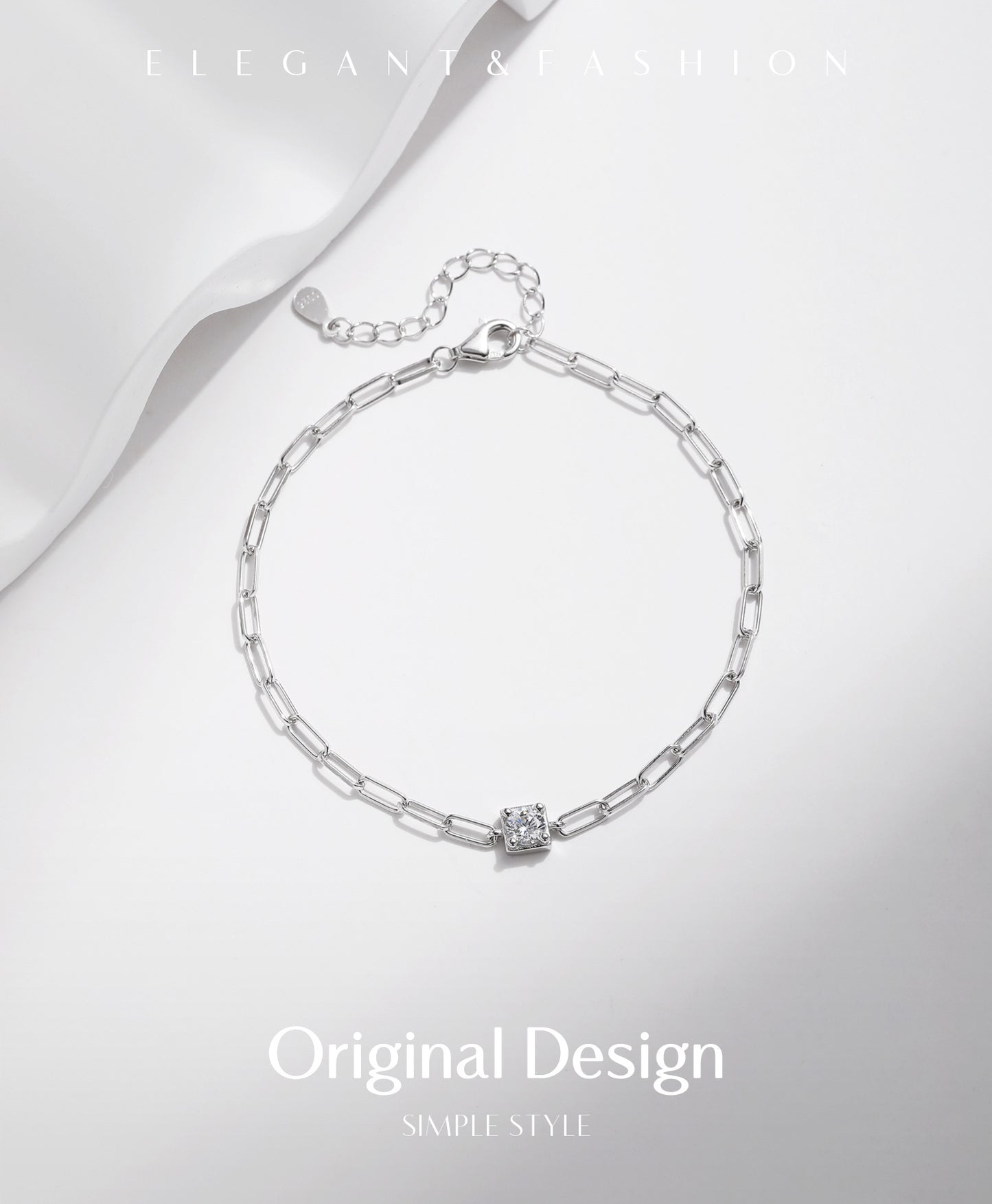 Planderful Moissanite Diamond Bracelet – Light Luxury Geometric Design