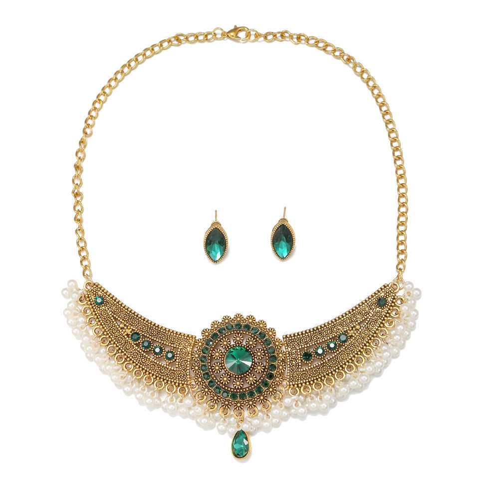 Sky Feather Diamond Pearl Jewelry Set - Ethnic & Bohemian Statement Pieces