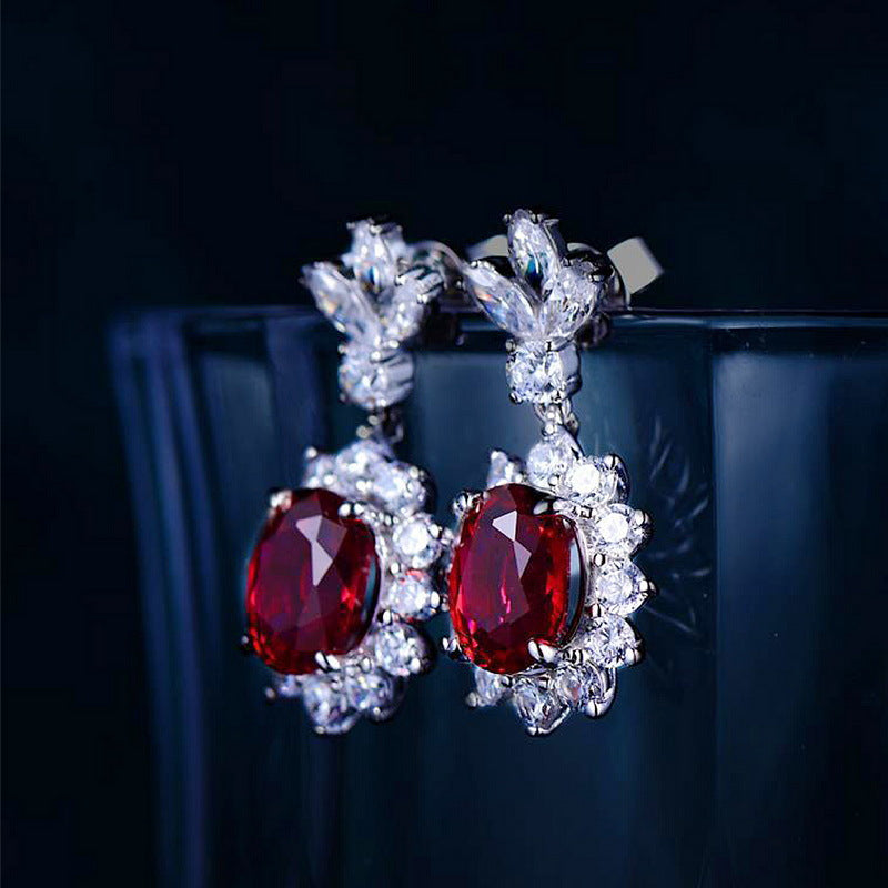 S925 Sterling Silver Lab-Grown Gemstone Signature Stud Earrings