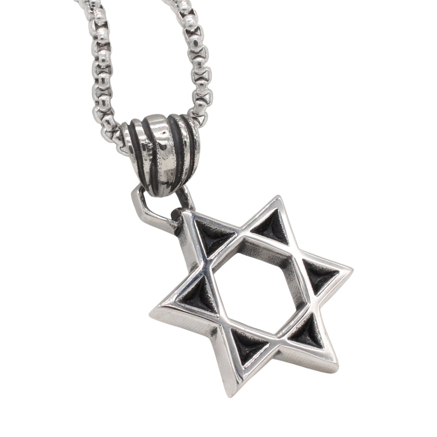 Planderful Everyday Genie – European and American Retro Hexagram Men's Titanium Steel Pendant Necklace for Men