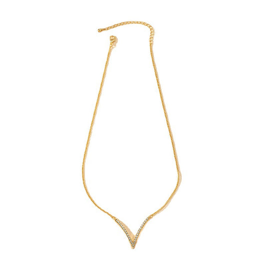 Luxurious Geometric V-Shaped Metal Pendant Necklace - Vienna Verve Edition