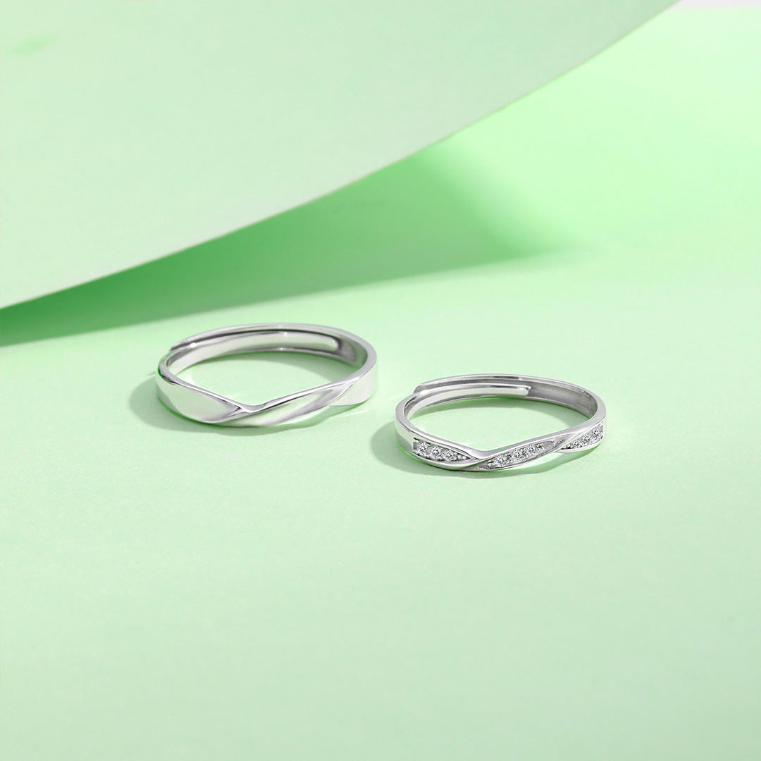 Planderful Everyday Genie Mobius Couple Ring – Light Luxury Simple Silver Design