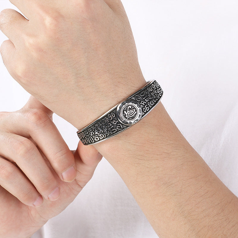Dead Wood Thorns Open Bracelet – Gothic Octagon Star Eye Of Horus Titanium Steel Men's