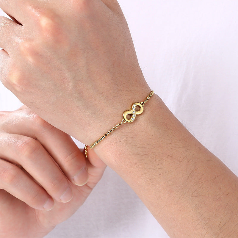 Minimalist Infinity Symbol Bracelet Unisex Commuter Design Sense 8 Characters Adjustable