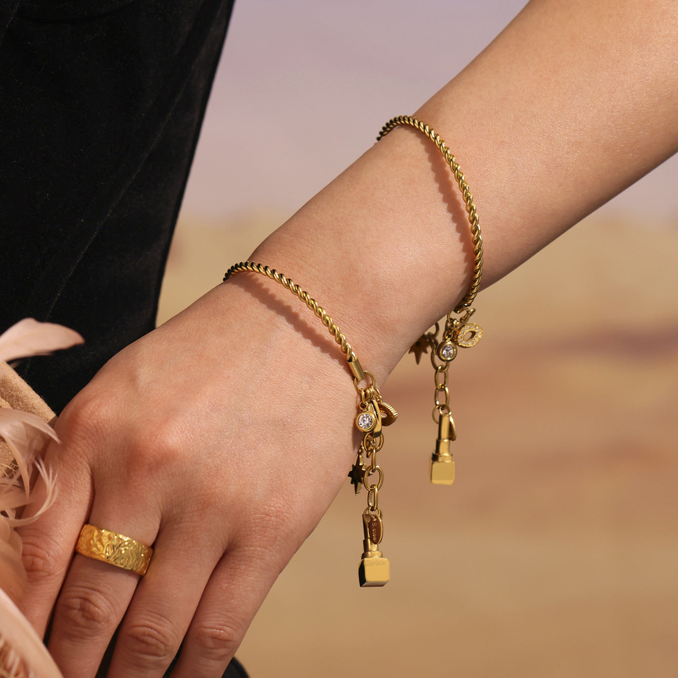 Planderful Zircon Woven Twist Bracelet For Streetwear