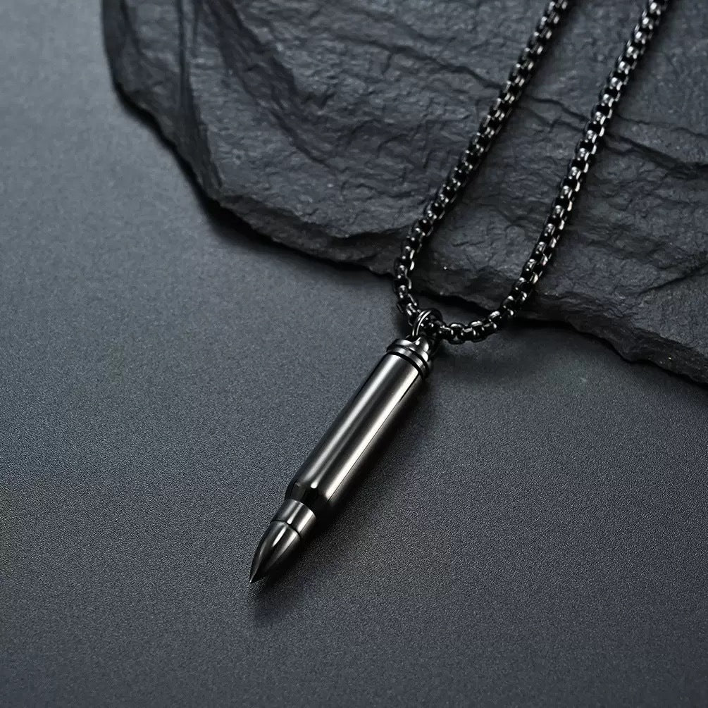 Planderful Personalized Bullet Pendant Necklace Titanium Steel For Men Retirement Commemorative Gift