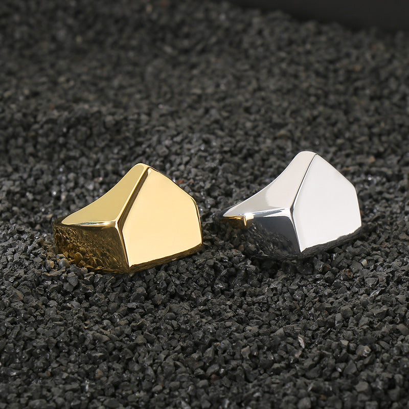 Planderful Geometric Pyramid Ring For Men Stainless Steel