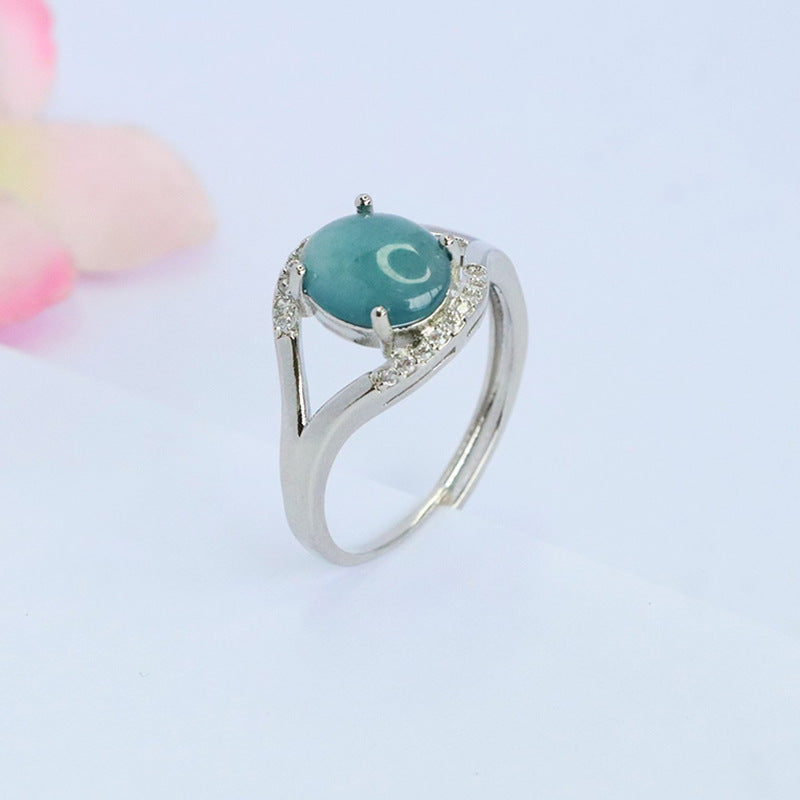 Blue-Water Jadeite Angel Eye Ring
