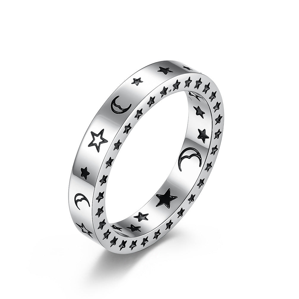 Planderful Stainless Steel Star Moon Smile Ring For Trendy Hipster Couples Everyday Wear