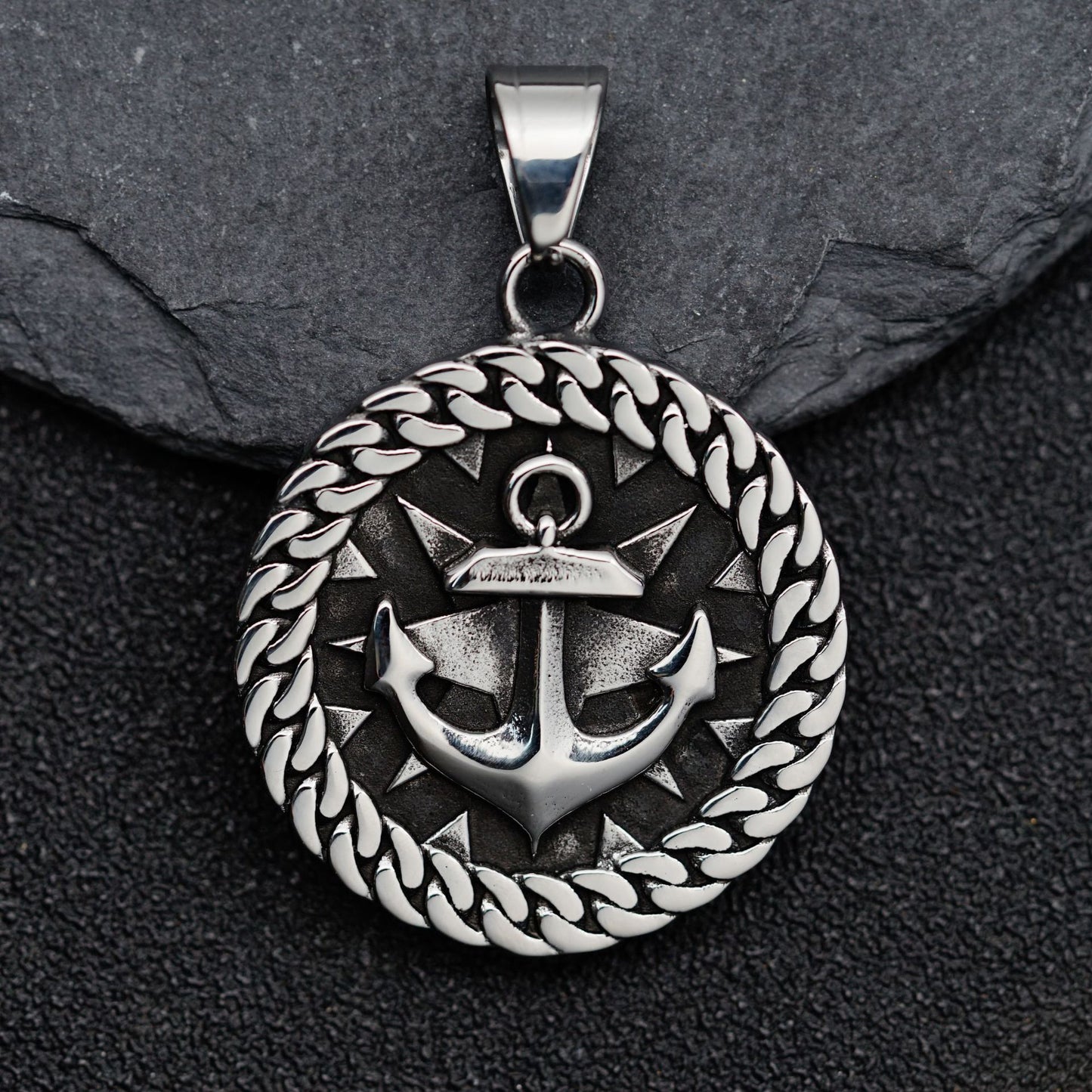 Steel Necklace – Vintage Nordic Wheel Pendant