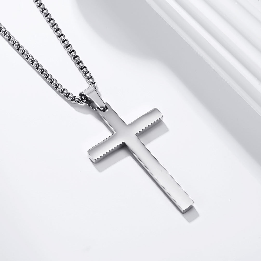 Planderful Cross Pendant Necklace For Unisex Wear Durable Titanium Steel With Simple Classic Smooth Surface
