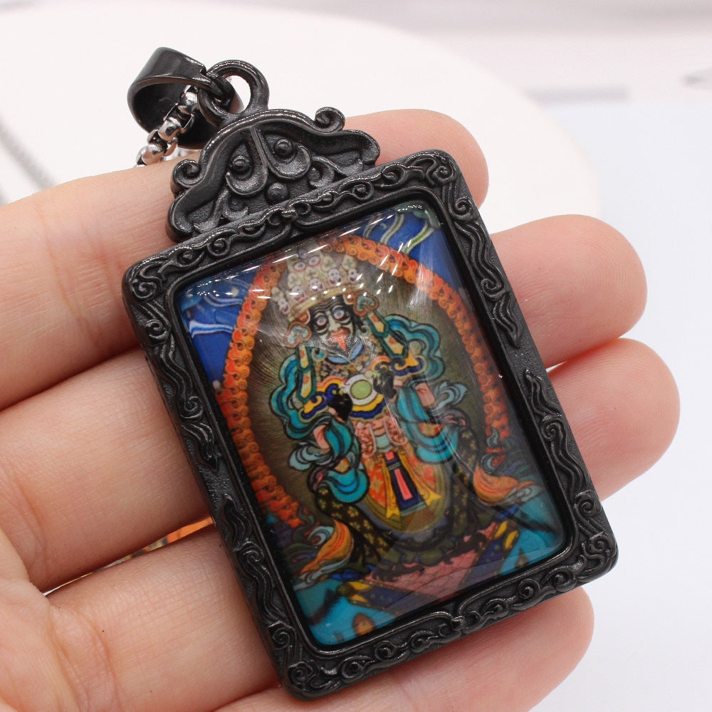 Zodiac Guardian Buddha Pendant For Men And Women By Planderful Titanium Steel Thangka Necklace With Premium Protection