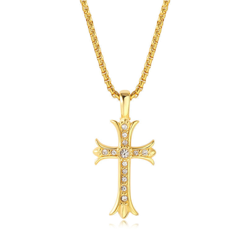 Planderful Zircon Cross Necklace Stainless Steel Unisex Gift For Men Women Bold Everyday Style