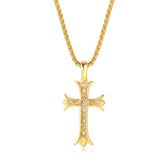 Planderful Zircon Cross Necklace Stainless Steel Unisex Gift For Men Women Bold Everyday Style