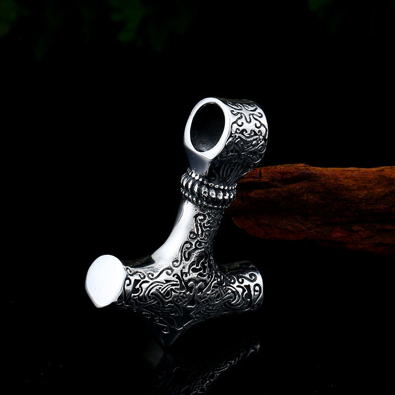 Nordic Vintage Thor's Hammer Pendant in Stainless Steel for Men - Wholesale Viking Jewelry
